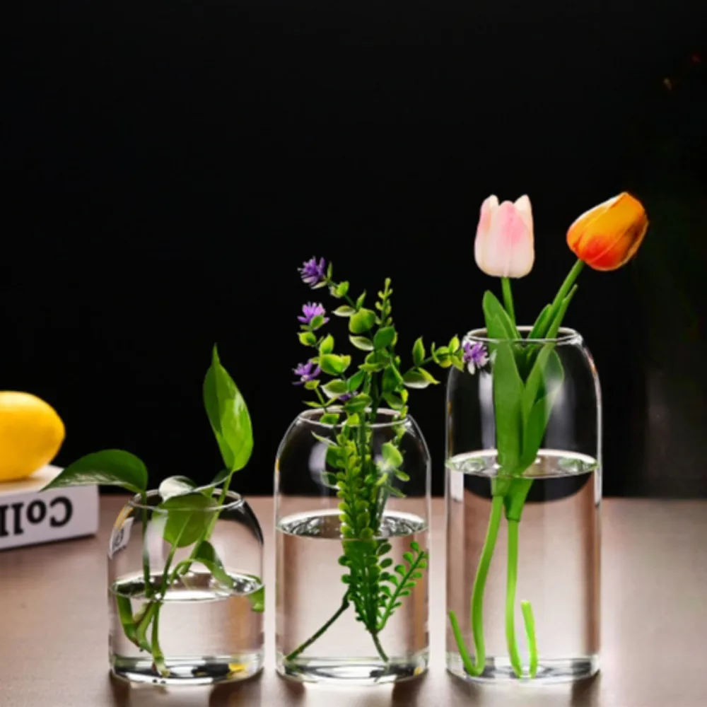 Einfache moderne Blumenvase aus Glas, Heimdekoration, Hydrokultur-Pflanzenflasche, Desktop-Dekoration für Hochzeit, Empfang, Familie – Detail 11