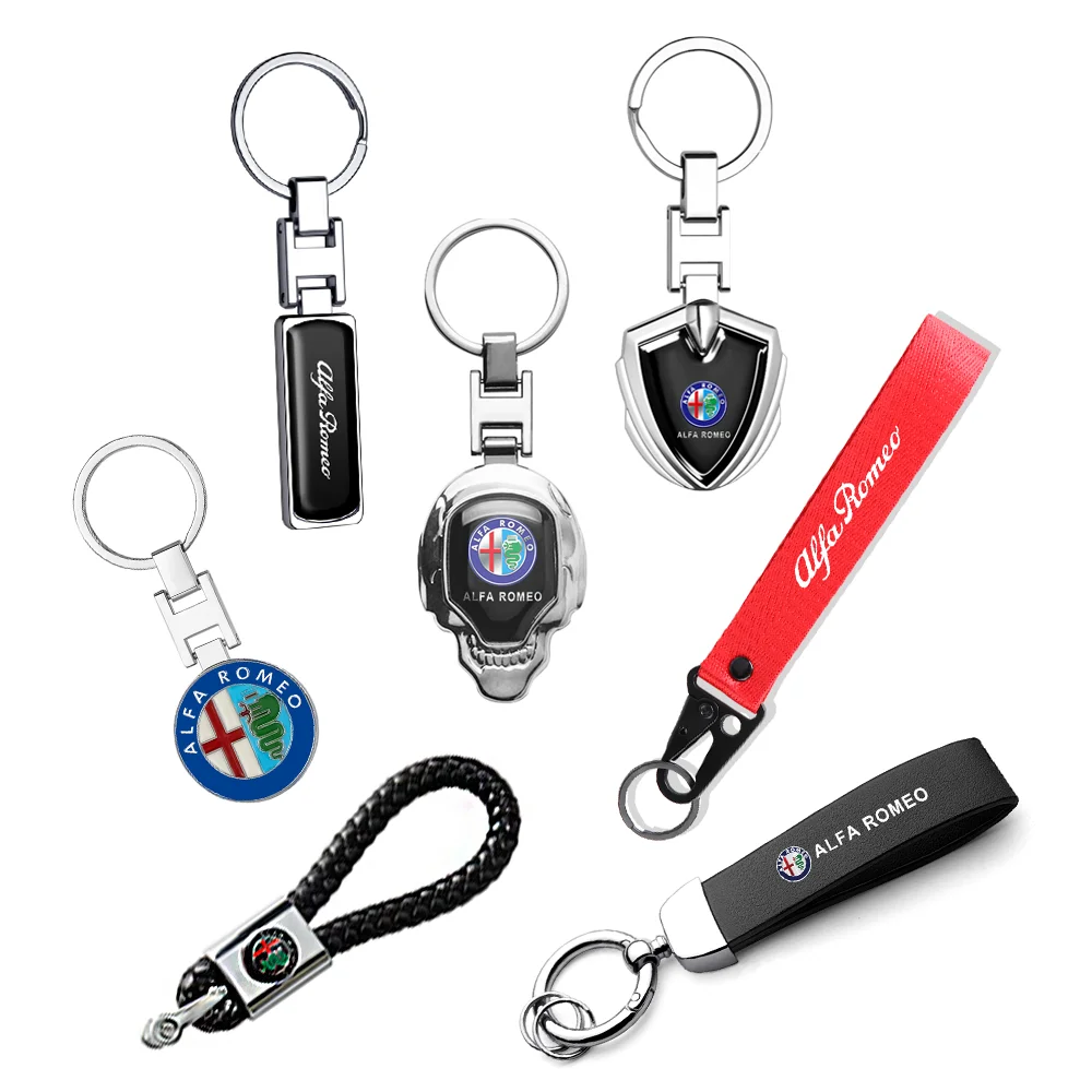 Car Metal Keychain Four Leaf Clover Keyring Key Chain Ring Holder for Alfa Romeo Giulia Giulietta Stelvio Mito Sportiva Mito