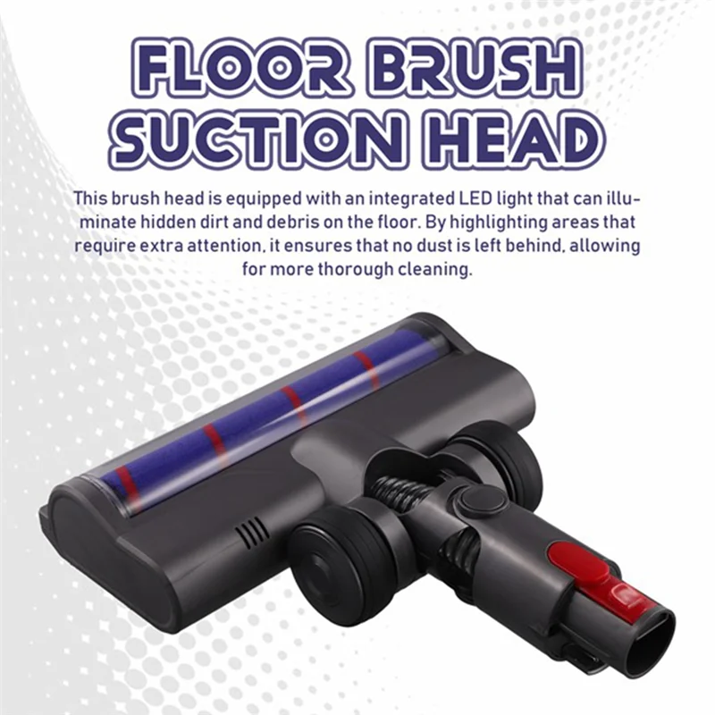 

YCOC-Soft Roller Cleaner Head Replacement For Dyson V7 V8 V10 V11 V15 Hardwood Floor Head Attachments With Green LED Lights