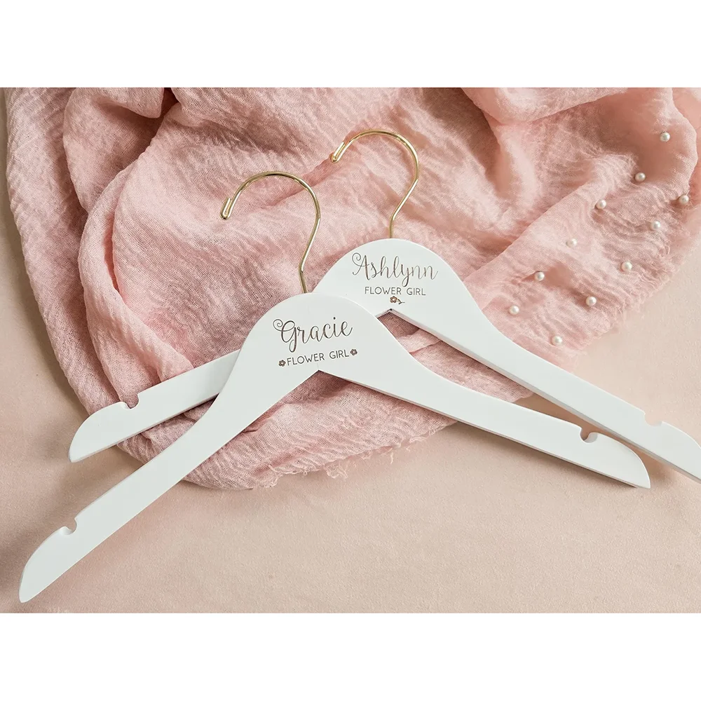 

Custom Flower Girl Hanger Engraved Childrens Dress Hanger Proposal Engagement Wedding Bridal Shower Bachelorette Party Newlywed