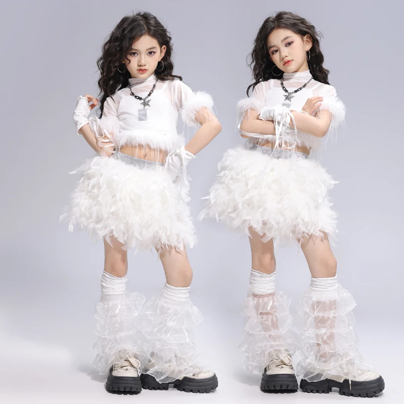 Meninas gaze colheita topo dança de rua crianças saias de lantejoulas hip hop jazz prata minissaia conjuntos de roupas criança streetwear trajes k-pop
