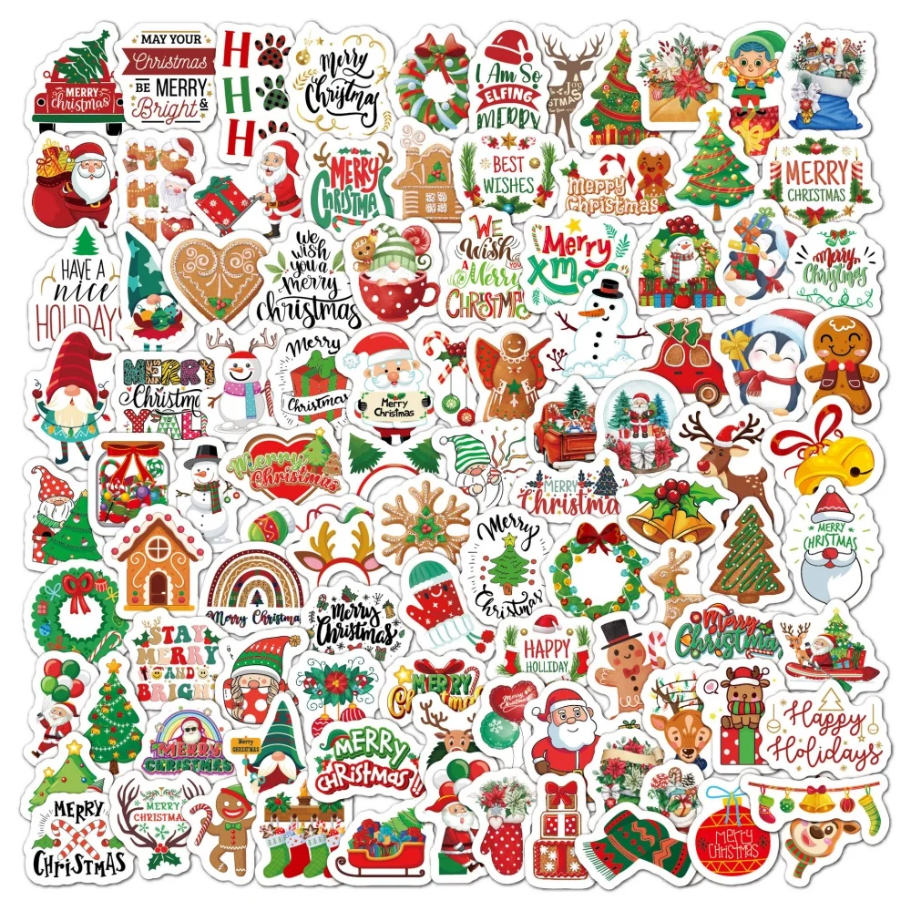 

2024 ChristamsTheme Stickers For Teens 100Pcs Cute Merry Christmas Small Sticker Santa Claus Xmas Tree New Year Decor Stickers