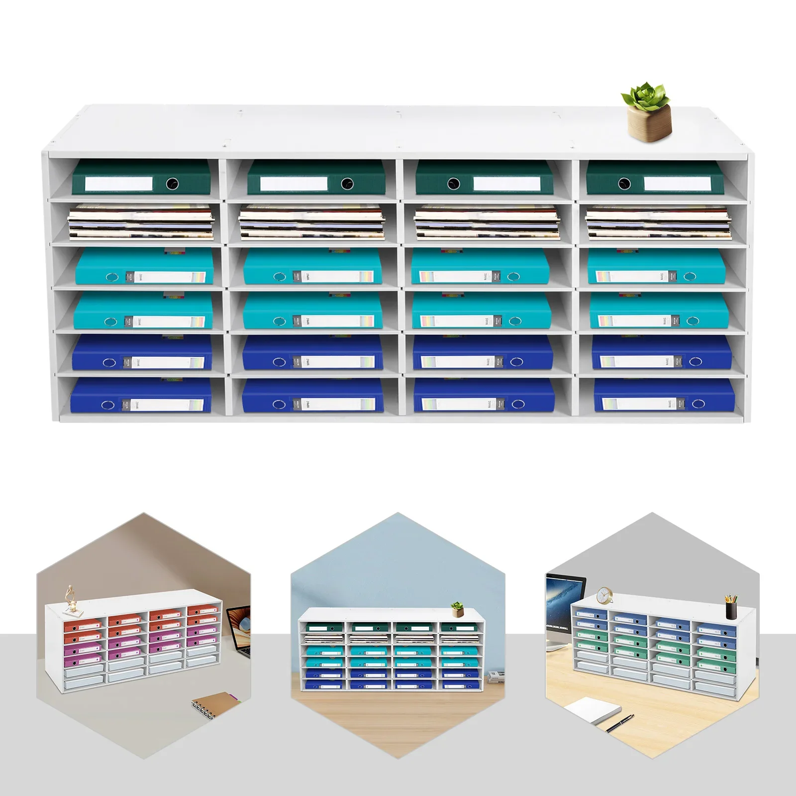 24 Slots, 6 Rows, 4 Columns File Classification Cabinet for office school to store office supplies, folders, personal items