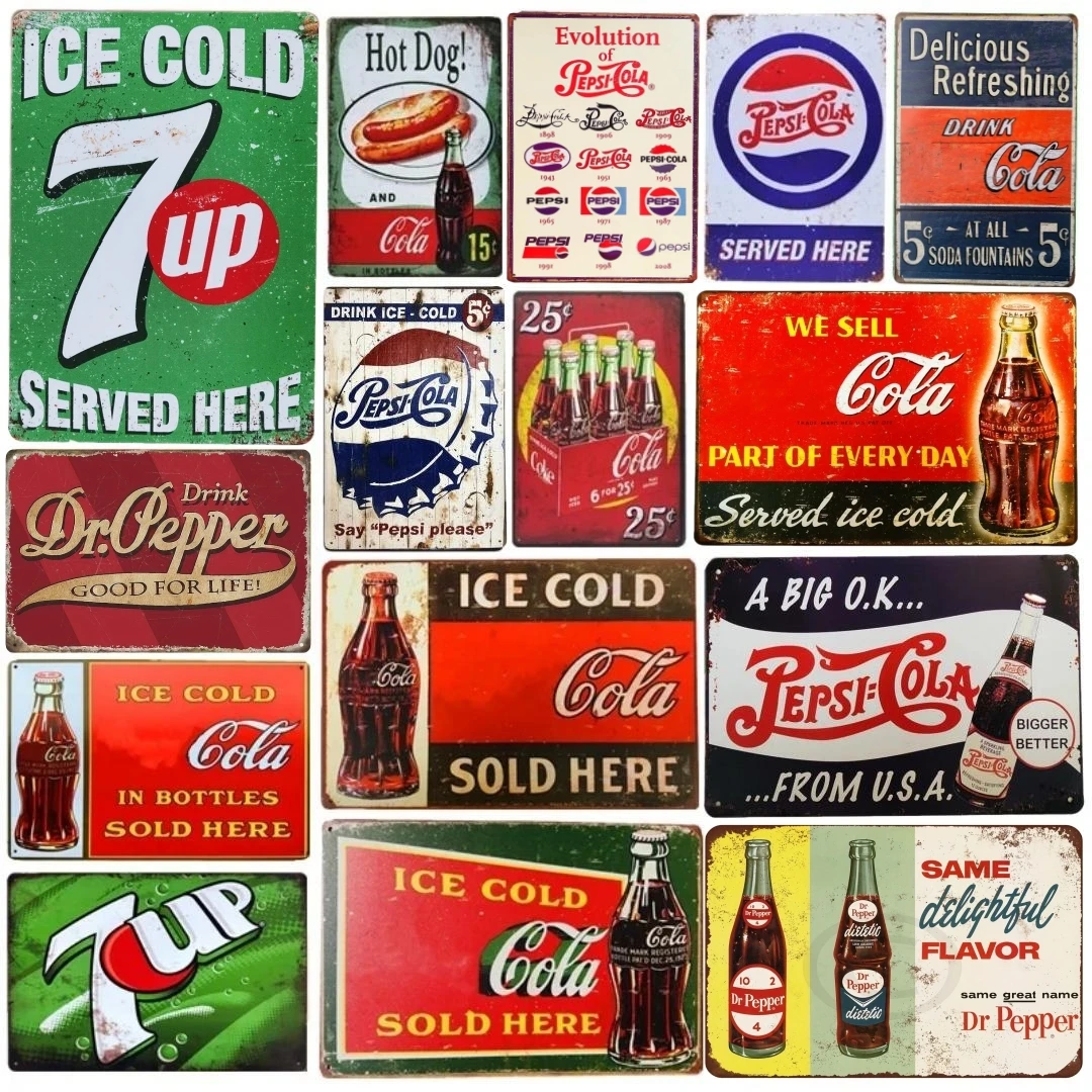 Aluminum Cola 7-UP Drink Vintage Poster Metal Signs Plaque Drinks Retro Art For Kitchen Man Cave Bar Pub Club Home Wall Decor