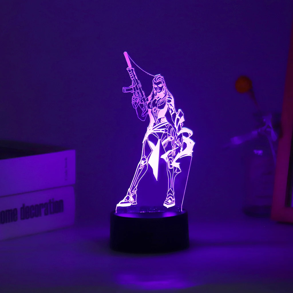 Hot Gaming Valorant Reyna 3D led Nightlight Omen Raze Viper Figure Colorful Table Lamp For Gamer Game Room Decor Dropshipping