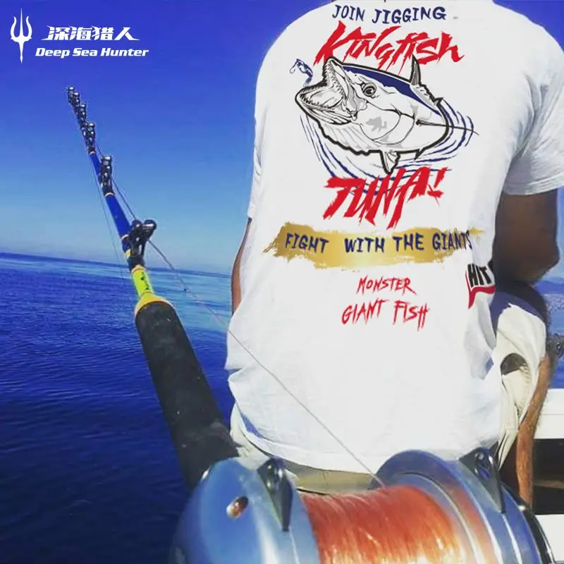 

Dog Teeth Golden Gun Оригинальный бренд Tide для отдыха и спорта с коротким рукавом для морской рыбалки Luya Рыболовный костюм Deep Sea Hunter Футболка для мужчин