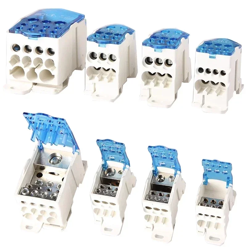 Din Rail Terminal Block UKK 80A/125A/160A/250A/400A Distribution Box One In Several Out Power Wire Electrical Connector Junction