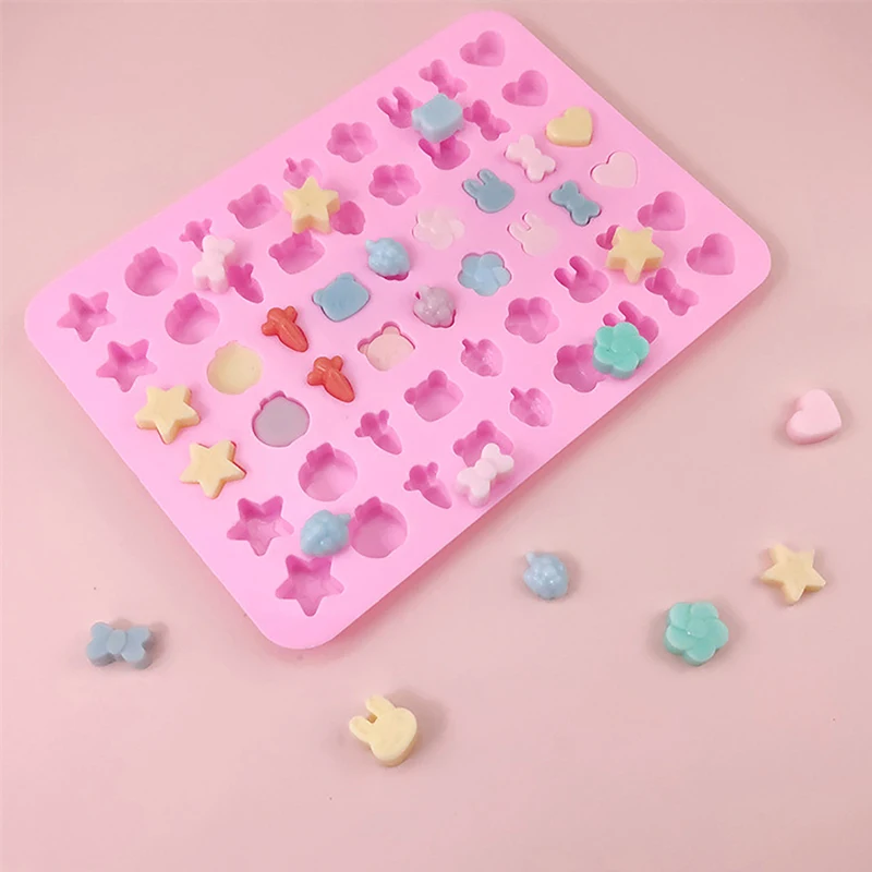 54 Cavities Fruit Animal Silicone Fondant Mold DIY Cake Decoration Tools Jelly Ice Cubes Handmade Drip Glue Fire Paint Wax Molds