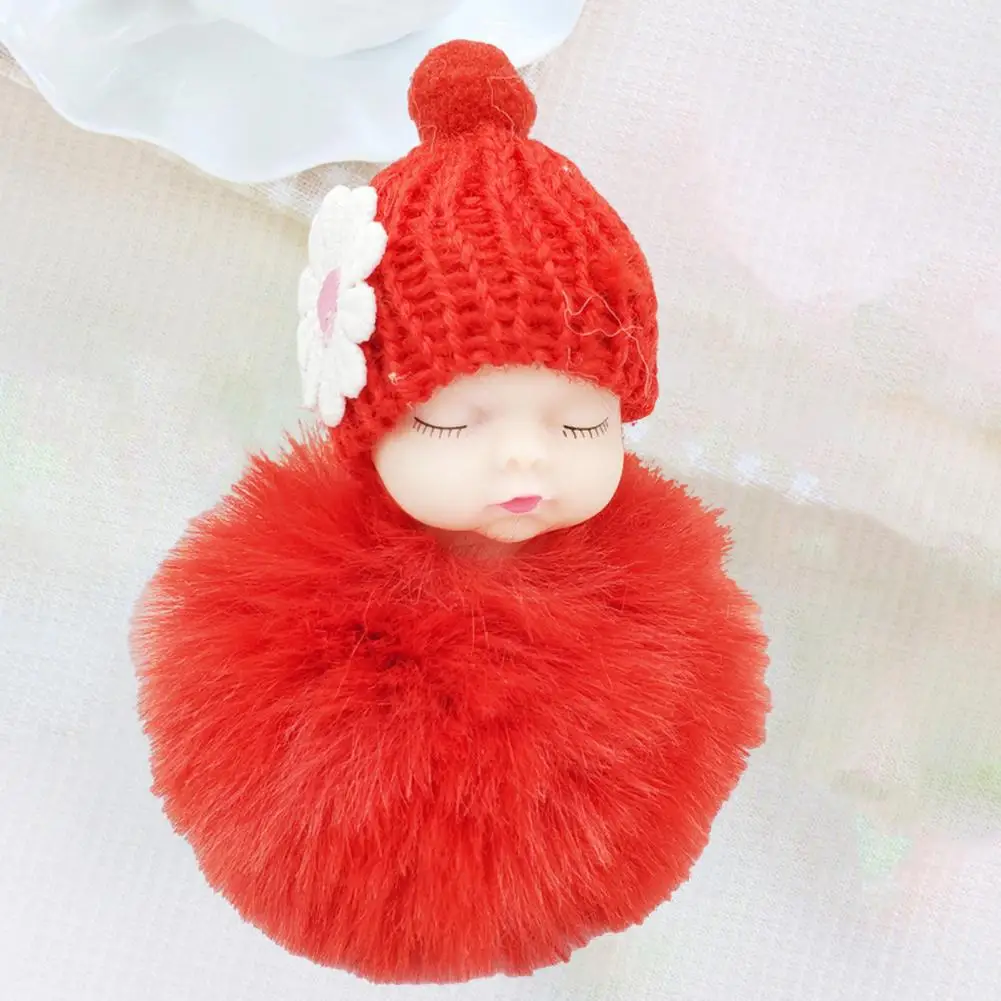 Plush Keychain Bright Color Keychain Adorable Sleeping Baby Doll Keychain Plush Bag Hanging Pendant for Car Home for Bag