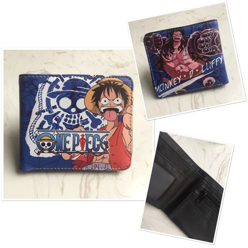 One Piece Anime Figures Foldable PU Wallet Women Men Card Clip Bag Children Cartoons Cosplay Leather Coin Purse Birthday Gifts