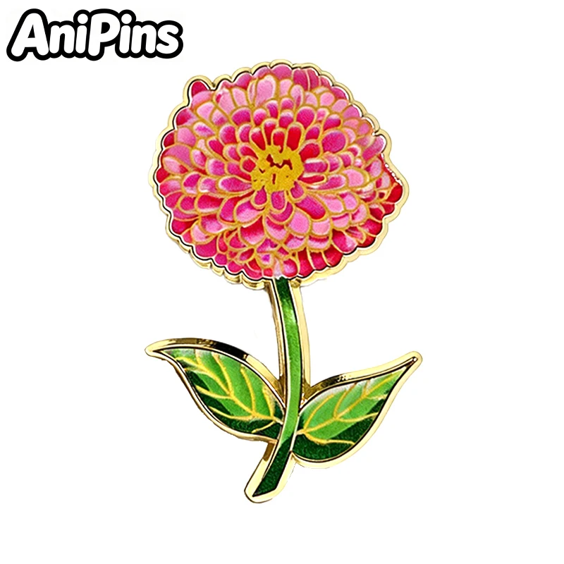 AniPins Cute Flower Pins 7-design Enamel Orchid Lilac Flower Metal Brooch Pin On Backpack Clothes Lapel Badge Friends Gifts