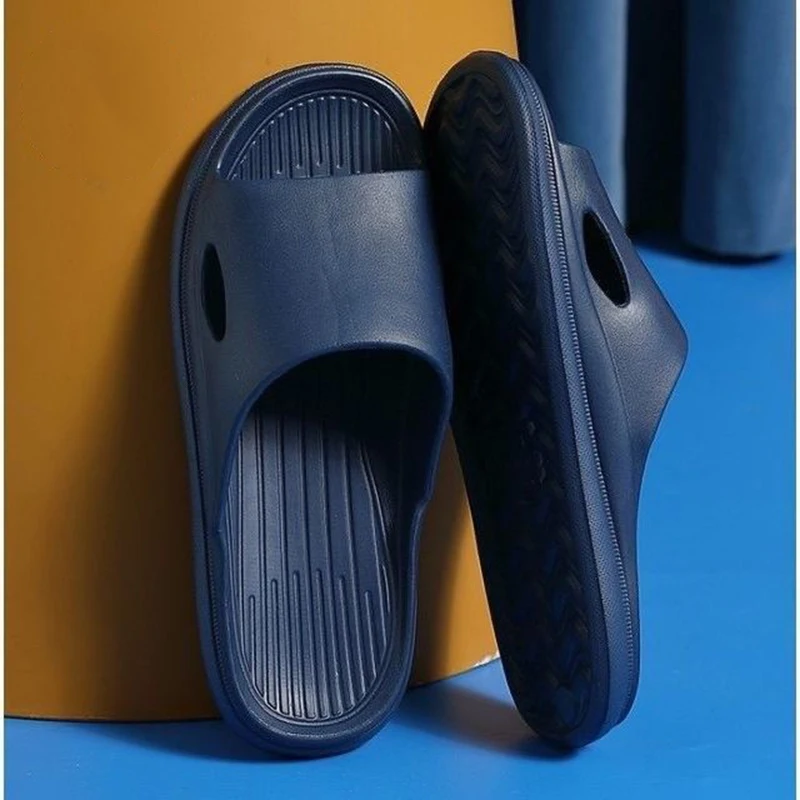 Summer Women Men'S Slippers Solid Color Eva Indoor Bath Thick Platform Non-Slip Home Soft Flip Flip Flops Beach Sandals Slides