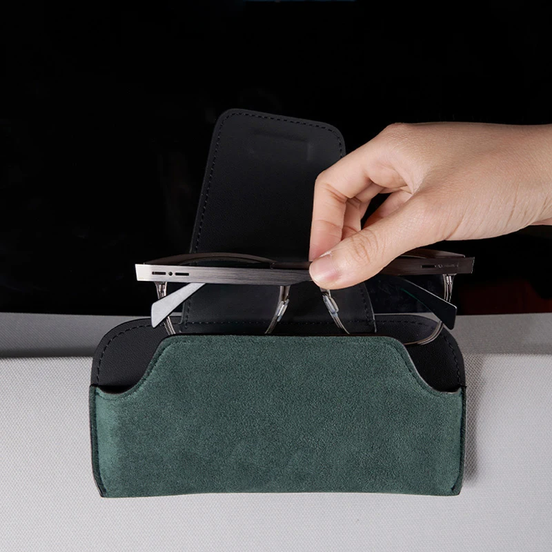 Car Suede Leather Glasses Box Sun Visor Glasses Case Storage Accessories For Genesis Logo EQ900 G70 G80 G90 GV60 GV70 GV80 GV90