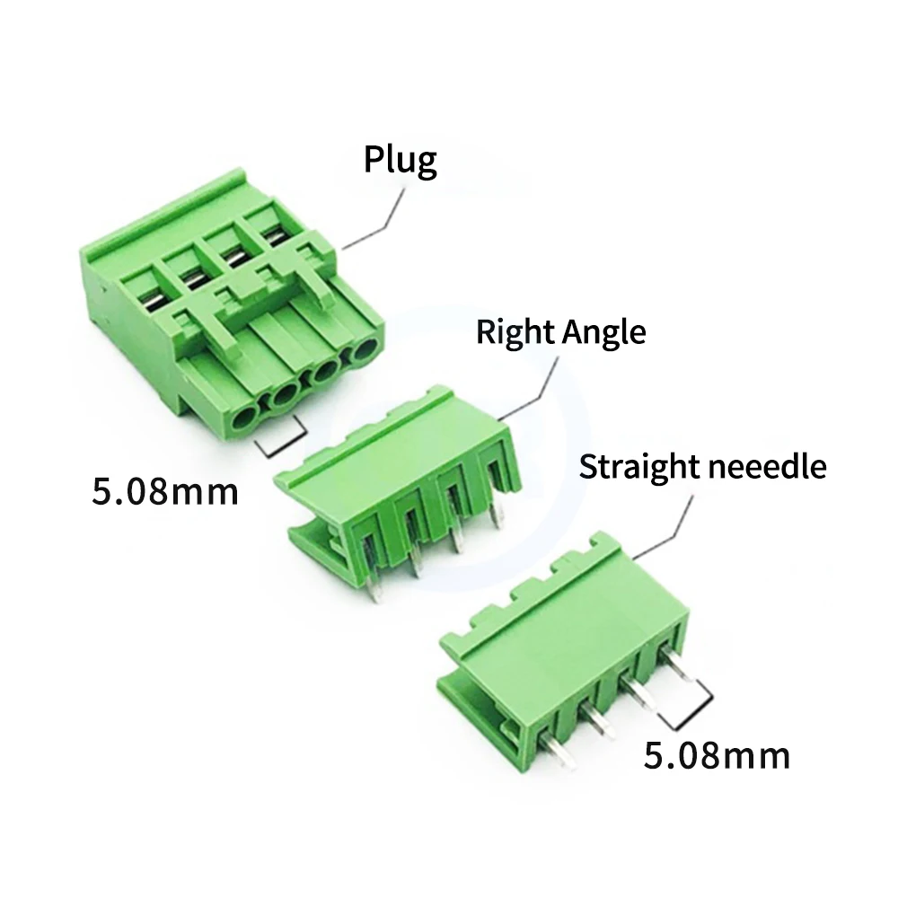 (10 pcs) KF 2EDGKA 2EDGV 2EDGR 5.08mm Plug-in PCB Riser Side Exit Plug with Right Angle/Straight Pin Holder Set 15EDGKA 5.08