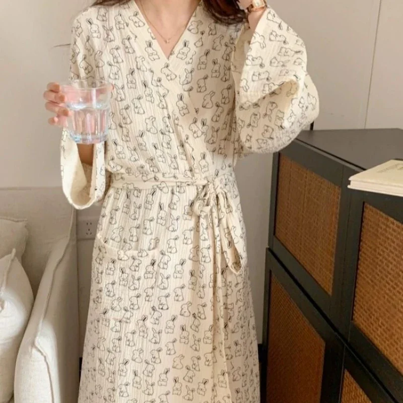 Nightgowns Bathrobes Women\'s Clothing Homewear Spring Autumn Thin Simple Comfort Casual Fashion Breathable Loose Fit Large Size