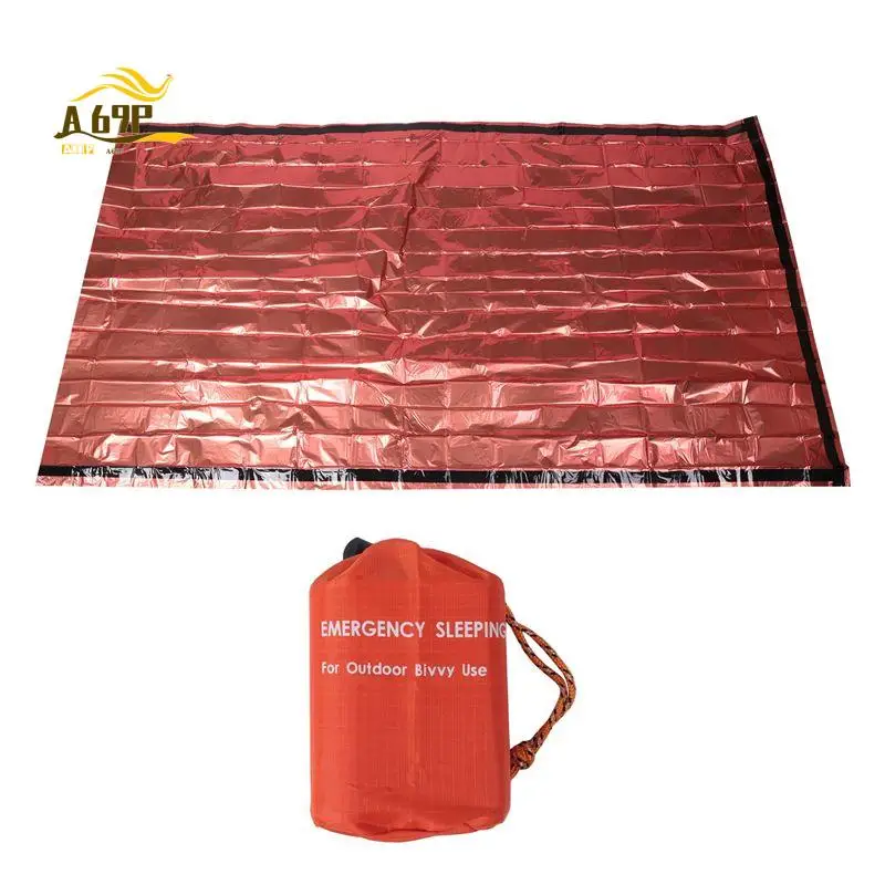 A69P-Emergency Sleeping Bag 2 Person Survival Sleeping Bags Thermal Bivy Sack Emergency Blanket For Camping Hiking
