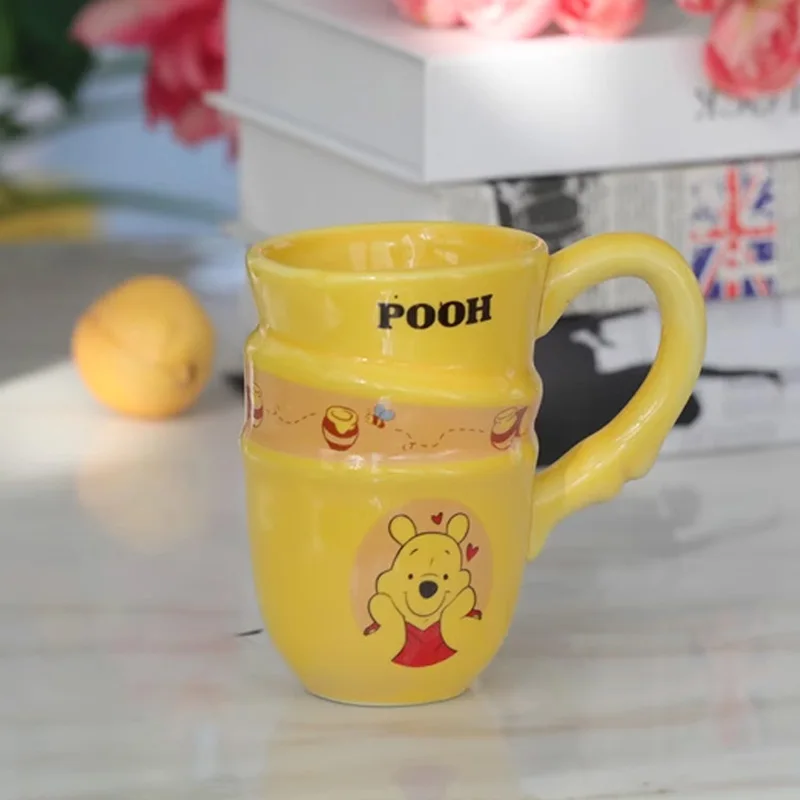 Disney Anime Pooh Bear Winnie Piglet Action Figure Toys Cute Ceramic Mug Funny Creative Couple Cup Birthday Gifts For Kids Girls