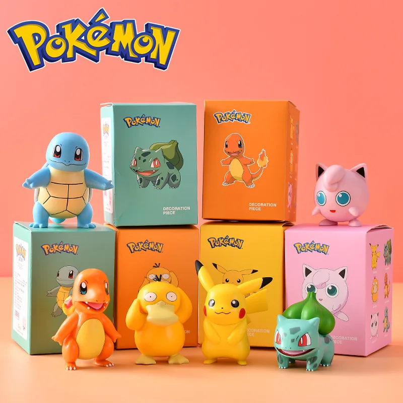 

Kawaii Pokemon Anime Cute Figures Pikachu Psyduck Squirtle Doll Car Decoration Collect Kids Cake Ornaments Toys Gift