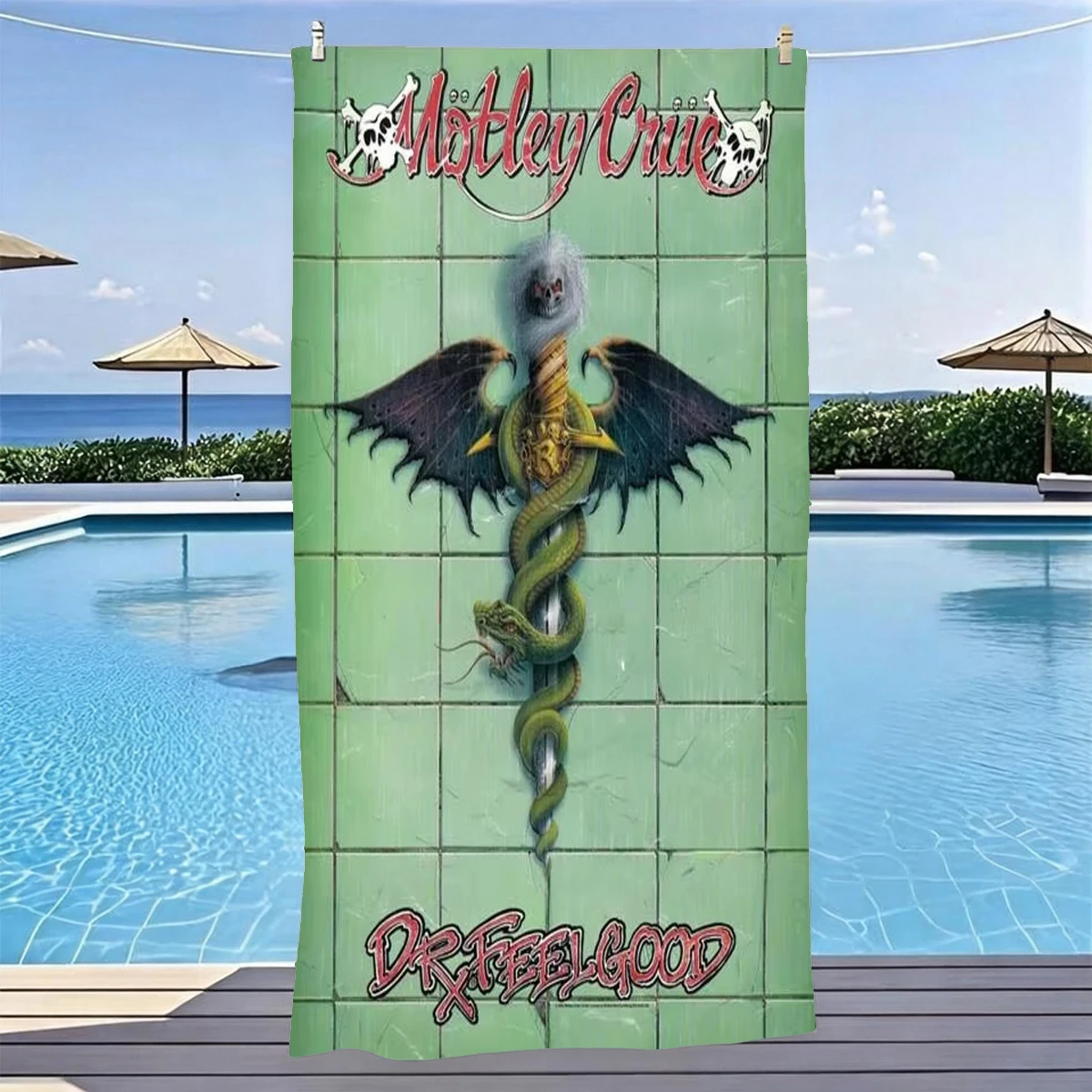 1pc M-Motley Crue Dr. Feelgood Beach Towel Microfiber Quick Dry 80s Hard Rock Bath Towel For Pool Beach Travel Rock Fans Gift