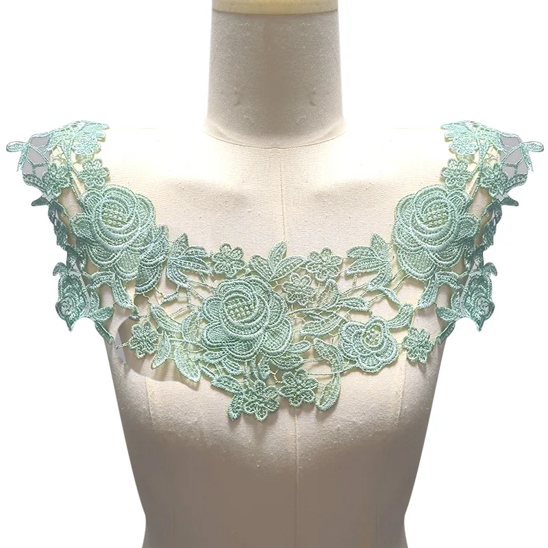 1PCS 3D Hollowed-Out Embroidered False Collar DIY Water-Soluble Lace Collar Flower Polyester Silk Embroidered Chest Flower Lace