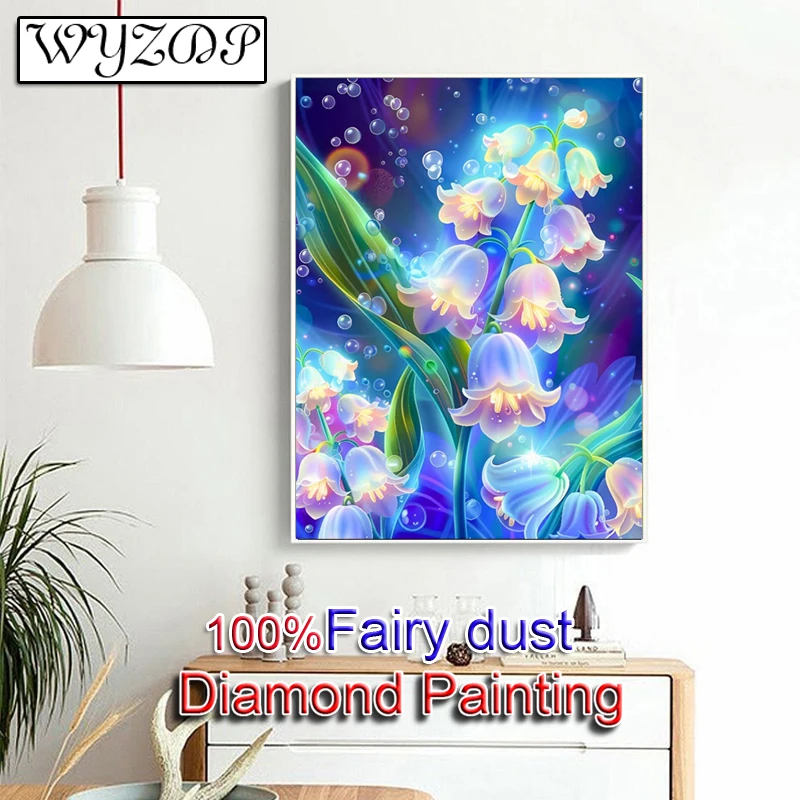 

WYZDP 100% сказочная пыль, алмазная живопись, цветочная картина, квадратная алмазная вышивка, настенная художественная вышивка, алмазное искусство, полный хрустальный декор
