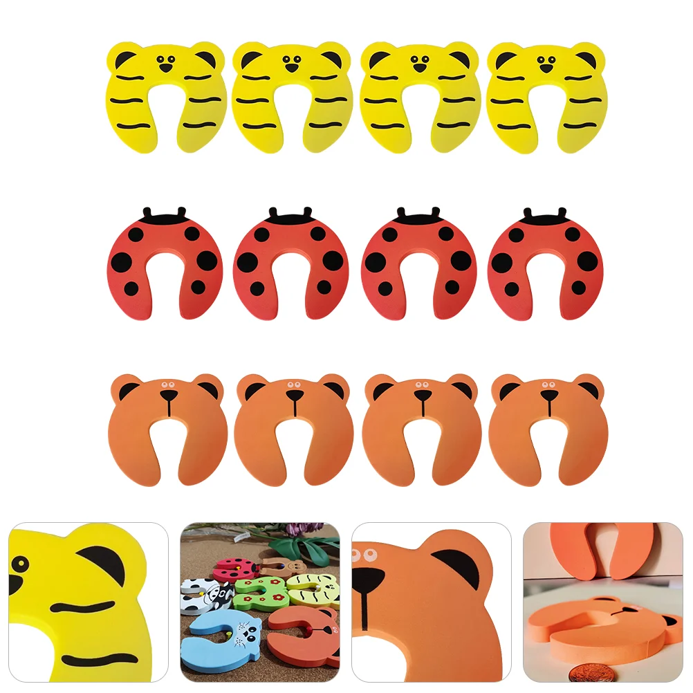 

12 Pcs Car Door Guard Kids Stopper Animal Card Cartoon Finger Pinch Cushion Child