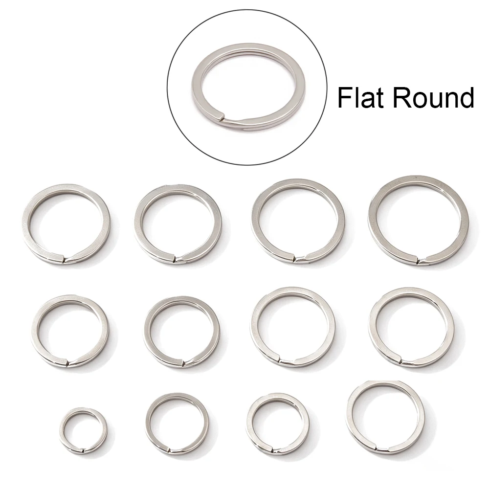 30pcs Stainless Steel Round Flat Blank Keyring Split Ring For DIY Keychain Pendant Car Keys Bag Hanging Jewelry Accessories