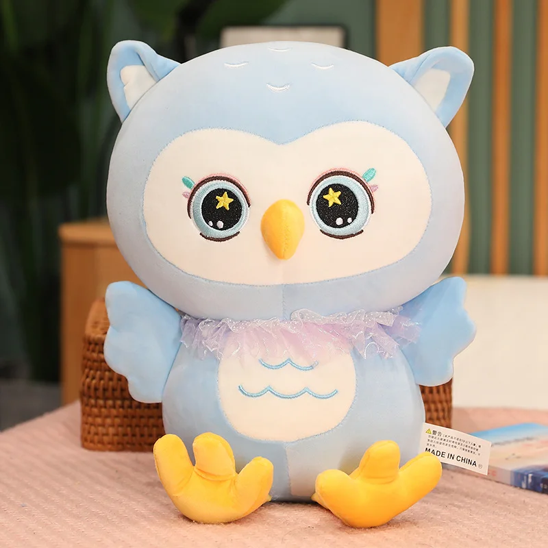 25-70cm Popular Night Owl Colorful Bird Plush Toy Baby Cushion Stuffed Animal Dolls Soft NewBorn Birthday Gifts For Kids Toys