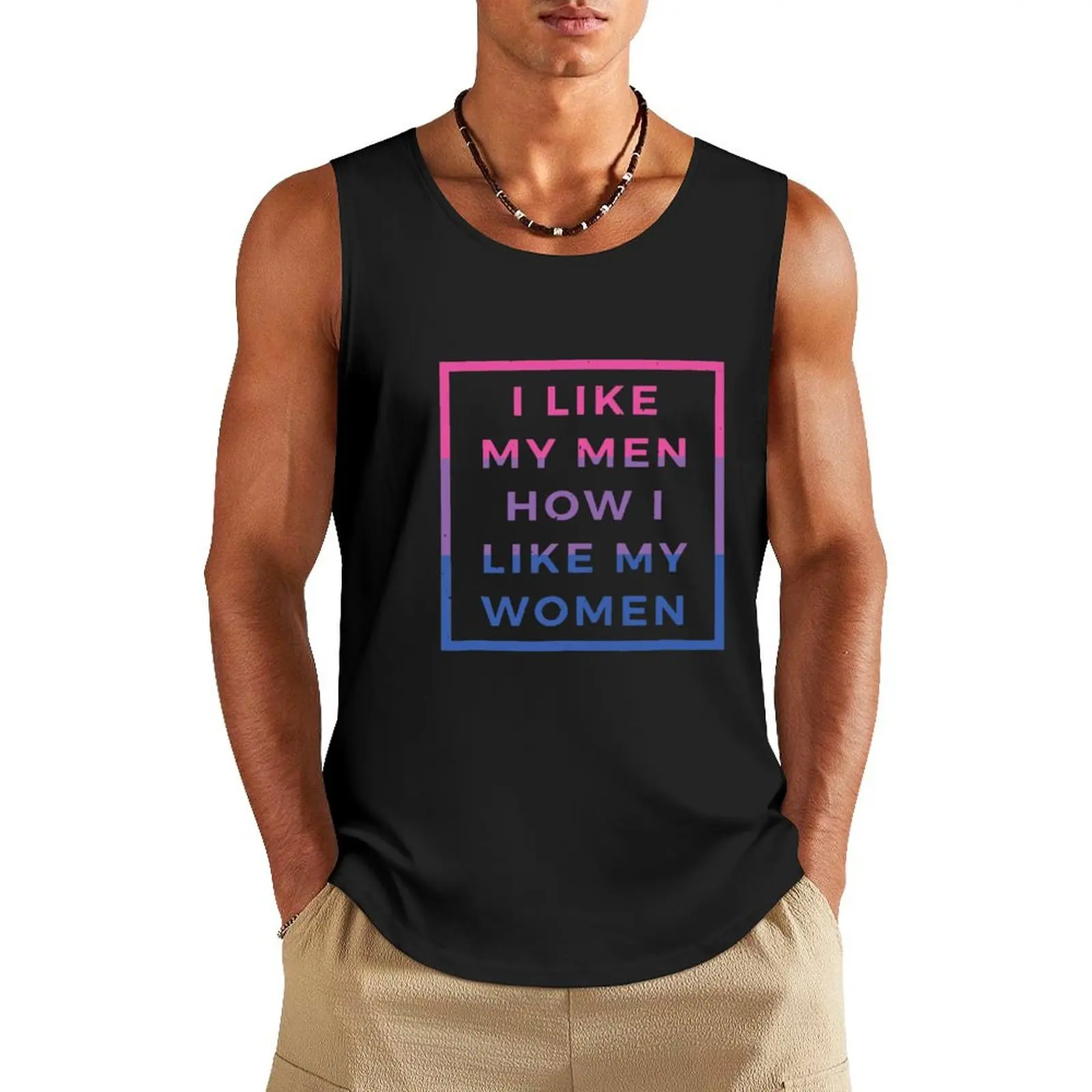 

I Like My Men How I Like My Women Bisexual Pride Flag Tank Top Men's clothing summer 2024