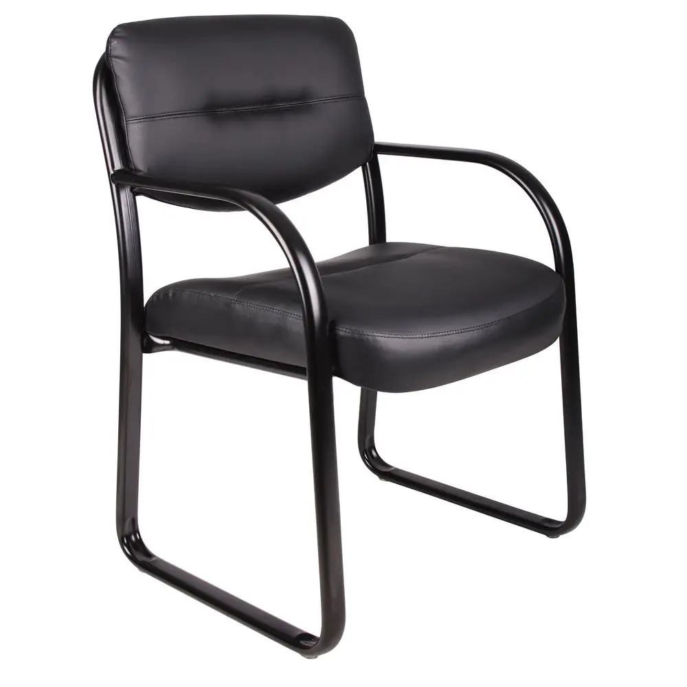 

Office Products Leather Sled Base Side Guest Chair, Black