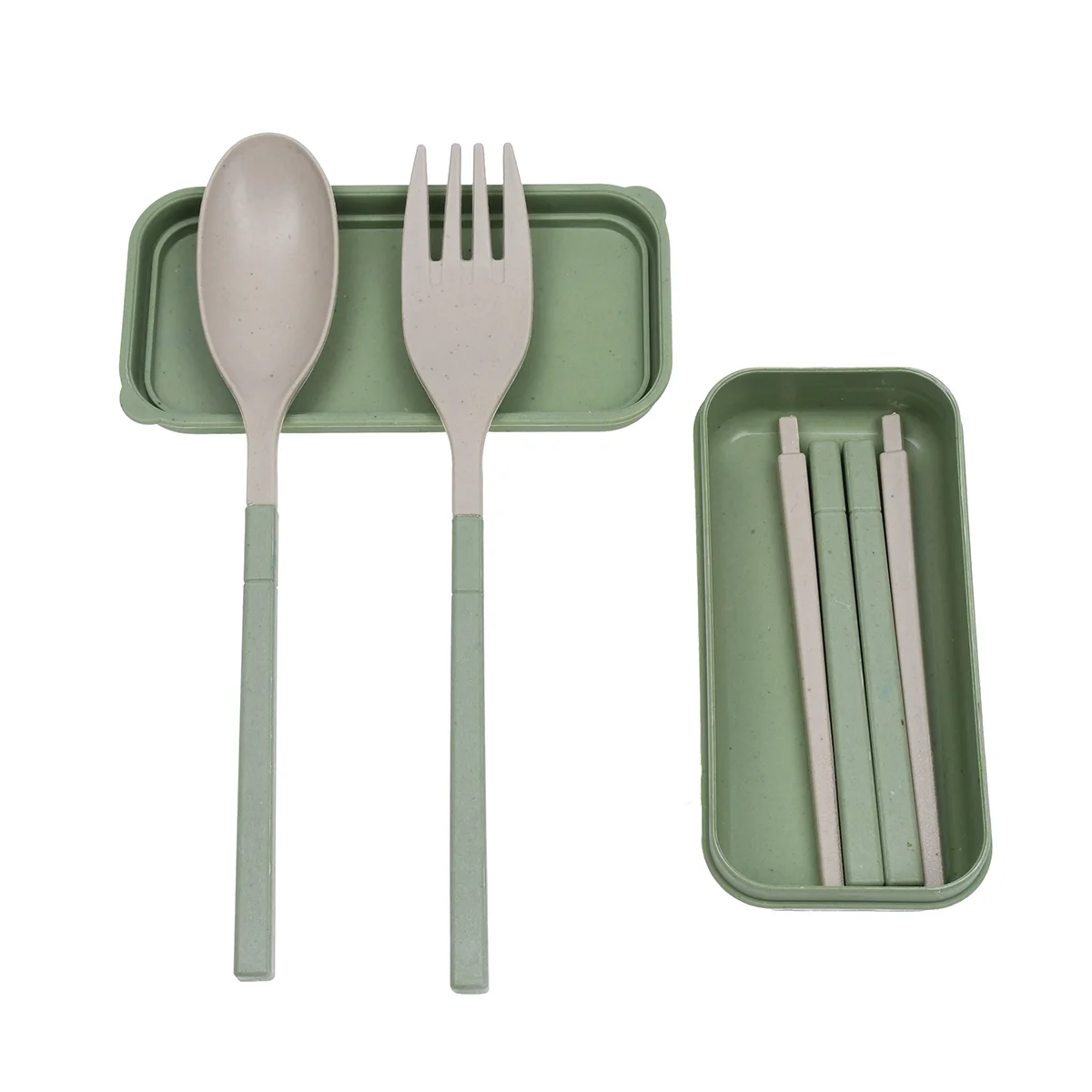 Outdoor folding cutlery Chopsticks fork spoon，wheatgrass cutlery box， Portable cutlery Three-piece box ，Kitchen food tools