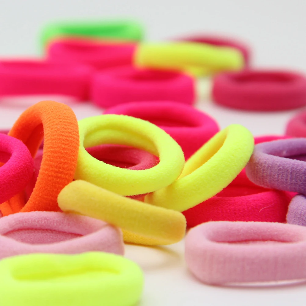 

200 Pcs Candy Hair Circle Ponytail Holder Rubber Bands Ties Seamless Kids Child Rope