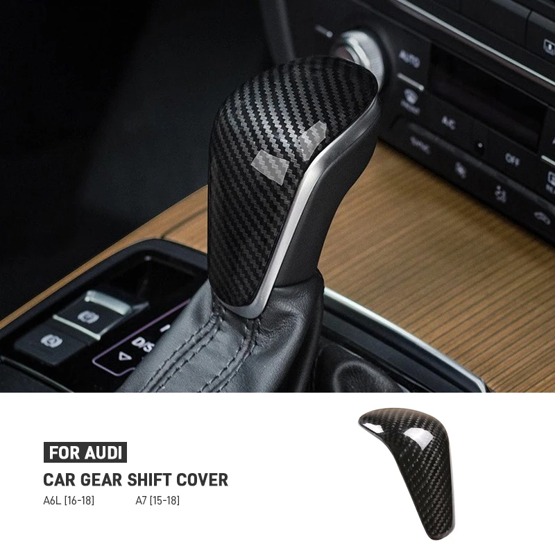 

For Audi A6 S6 C7 A7 S7 2015 2016 2017 2018 Real Carbon Fiber Car Gear Stick Shift Knob Handball Cover Trim Interior Accessories