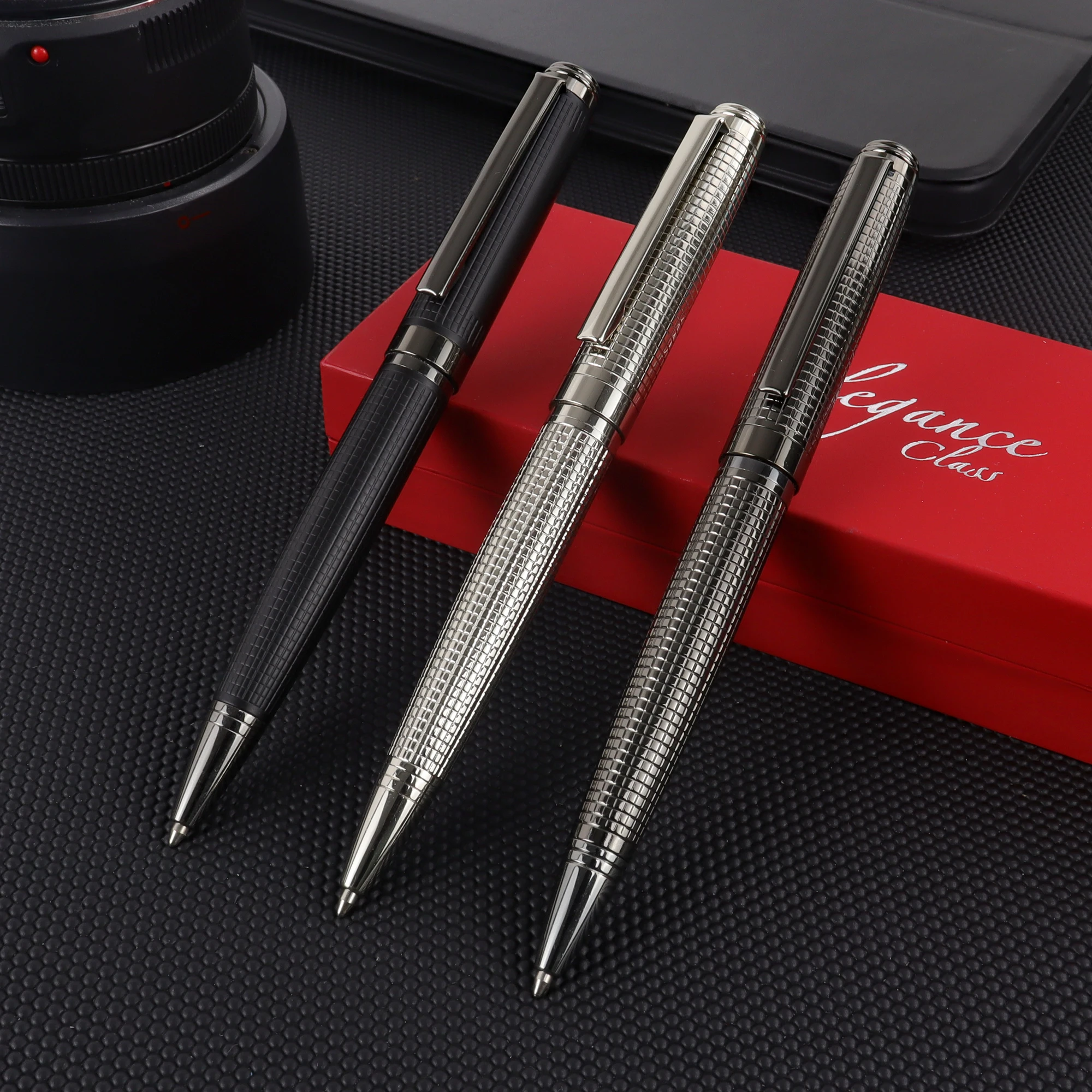 1Set Luxury Ballpoint Pen Set 701 Series - Elegant Choice for Business and Gifting-Free Pen Case-Black Ink