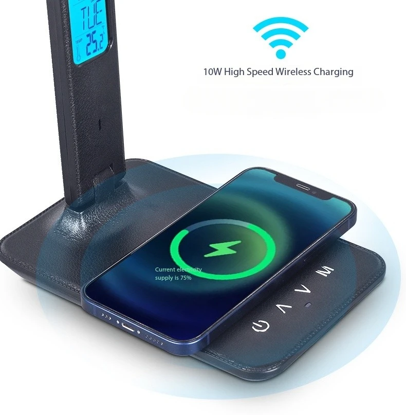 Creative New LED Eye Protection Desk Lamp Foldable Five-level Brightness Level 10W Wireless Charging Office Study