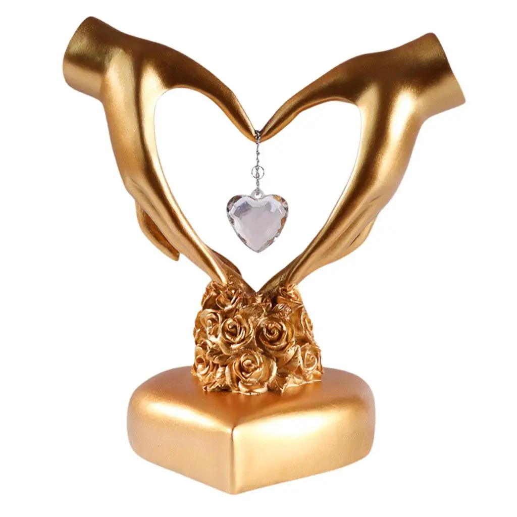 Abstract Modern Heart Gesture Sculpture Resin Craft Figurines Love Eternal for Desktop Home Wedding Valentine Gift Ornaments