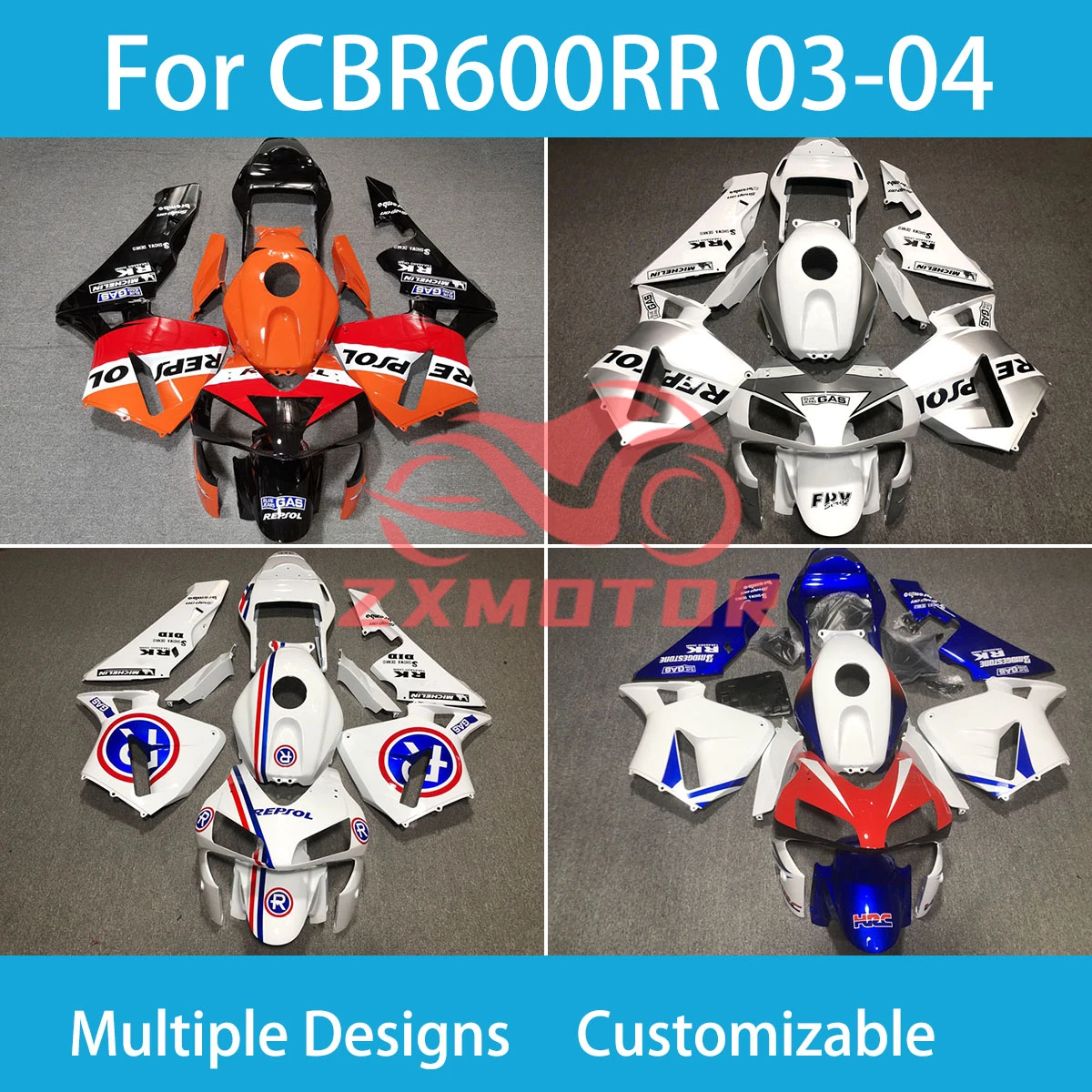 

For Honda CBR 600RR 03 04 Customizble Fairings CBR 600 RR 2003 2004 Motorcycle Aftermarket Cover Fairing Kit