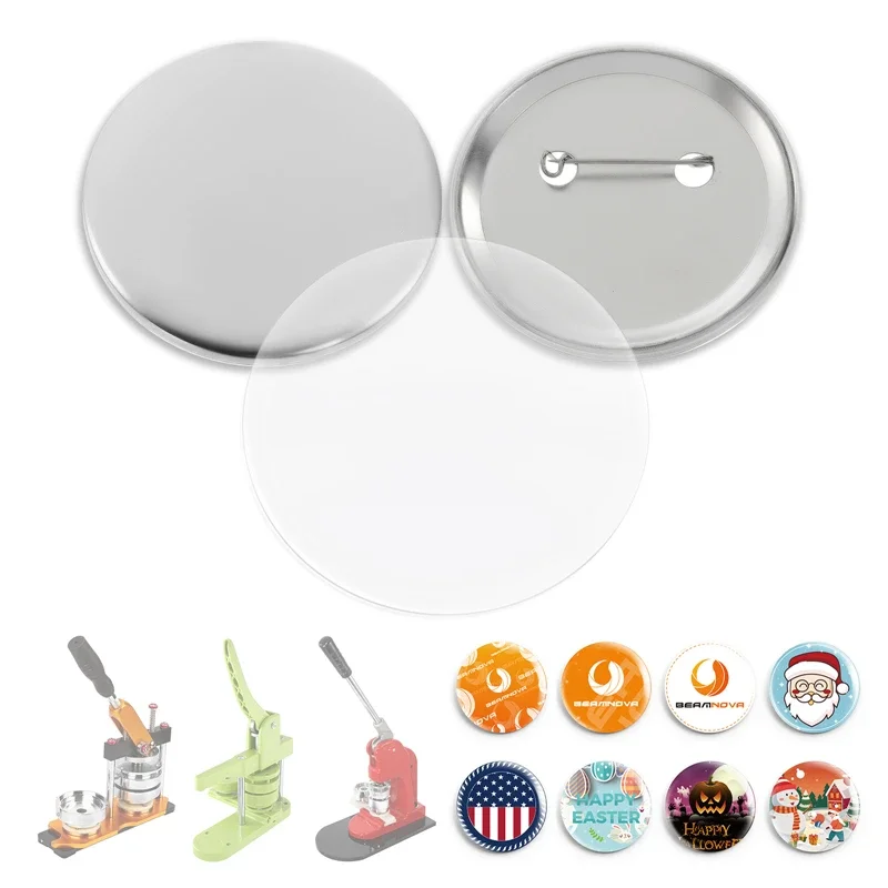 100Set Blank Badge Pin Button Maker Making Parts Supplies 25mm 32mm 37mm 44mm 58mm DIY Button Making for Punch Press Machine