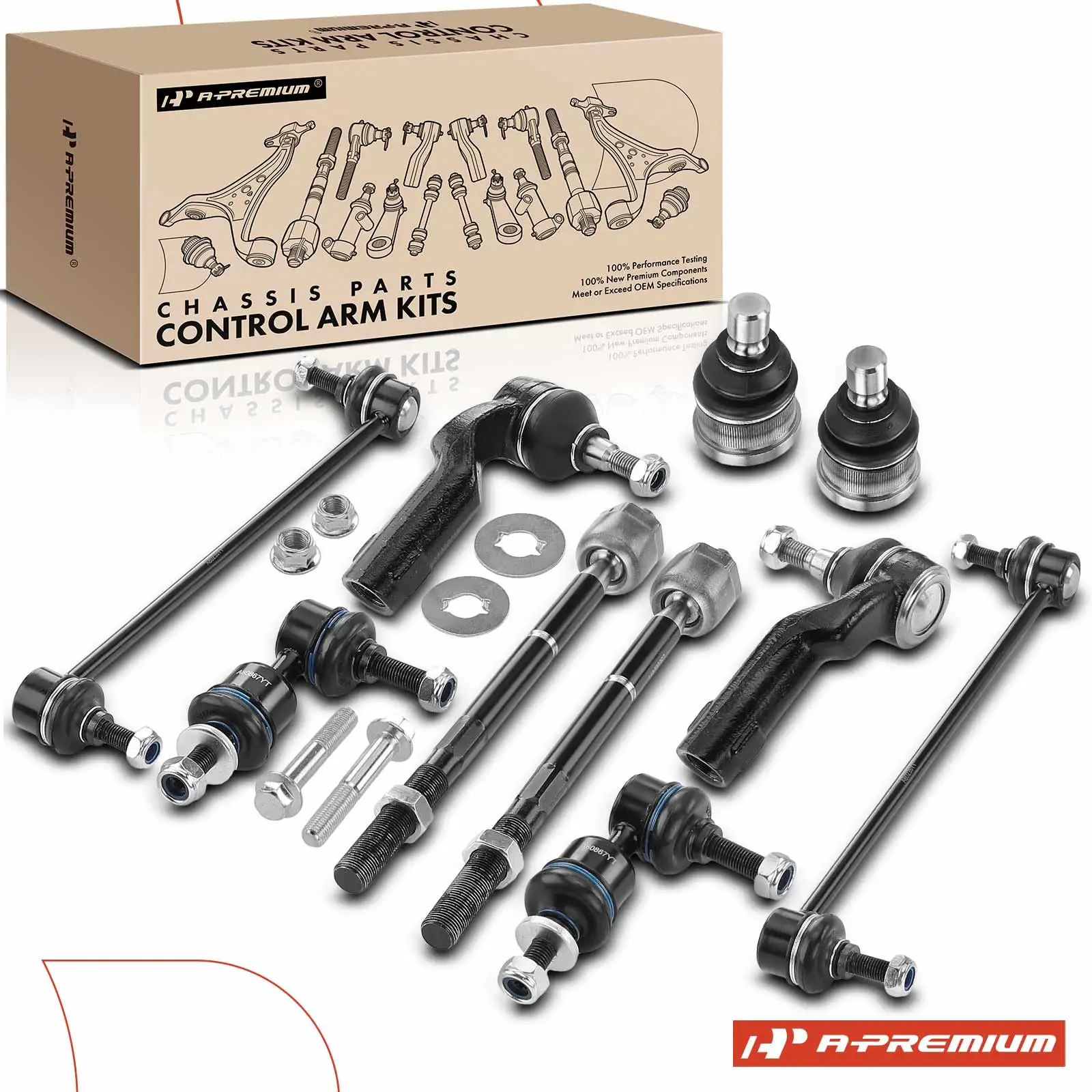 A-Premium 10x Front & Rear Stabilizer Bar Link & Inner & Outer Tie Rod End for Mazda 3 2004-2009 3 Sport 2009