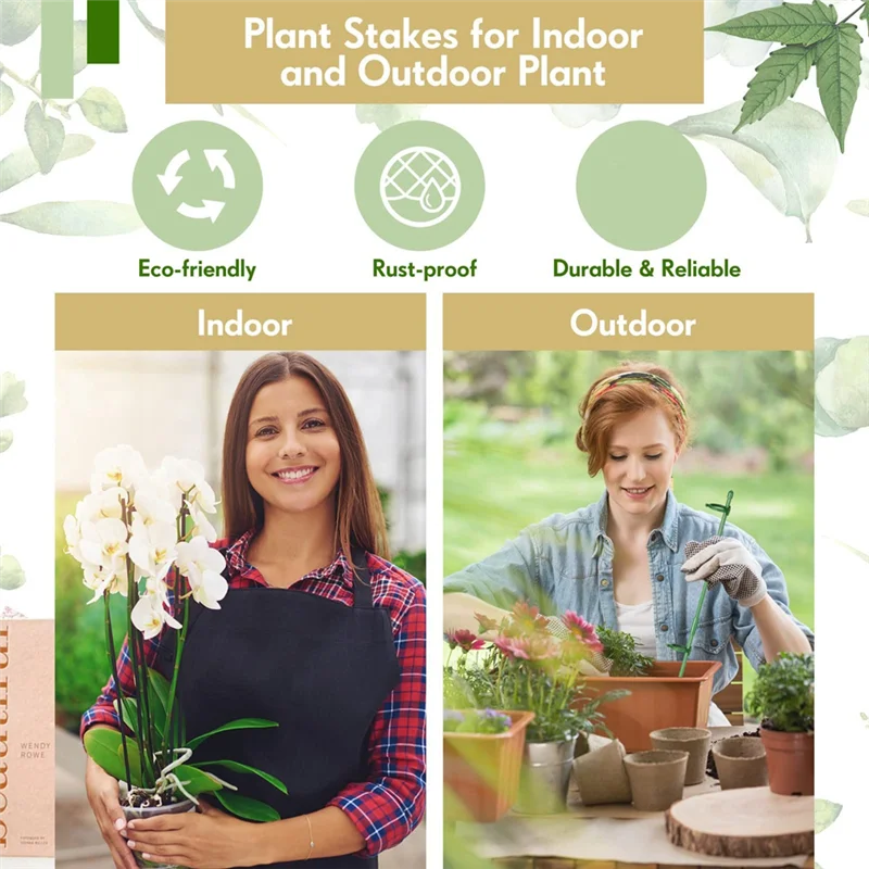 

30 Pcs Adjustable Plant Support Stakes Garden Single Stem Support Stake With Plant Clips And Connect Pipe 11.8INCH Easy To Use-B