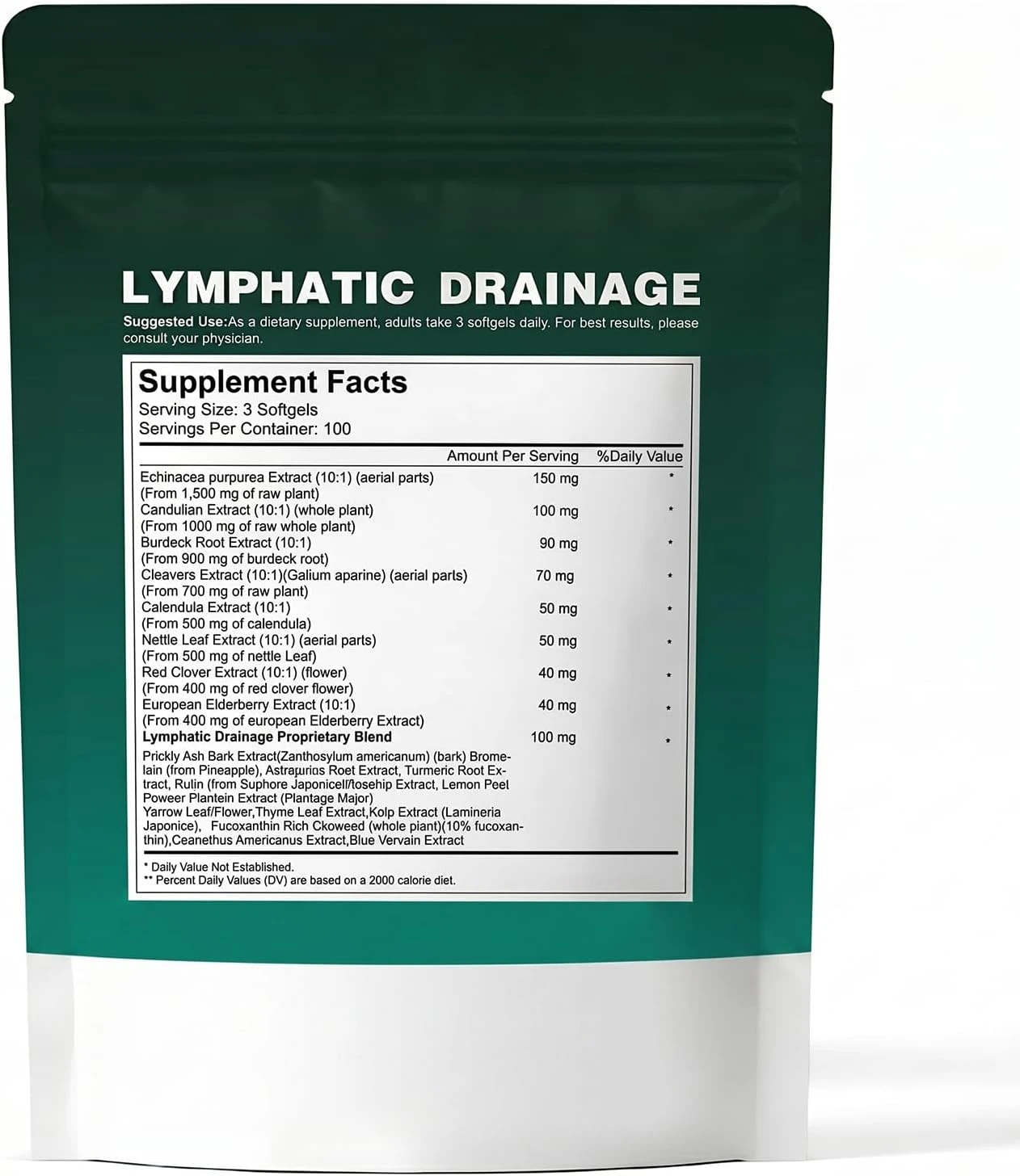 21-in-1 Lymphatic Drainage Capsules, 4275mg Natural Dandelion Burdock Turmeric Bromelain Echinacea Complex, 240 Vegan Capsules