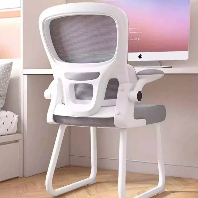 Silla De oficina con soporte para espalda relajante, sillas De oficina ergonómicas cómodas nórdicas giratorias genéricas, muebles De Chaise De Bureaux blancos perezosos