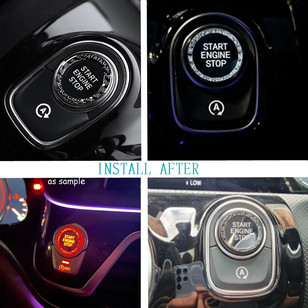 Car Crystal Style Engine Start Stop Switch Button Cover Replacement for Mercedes Benz A B CLA GLA GLB W177 W247 C118 X247