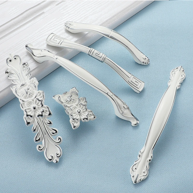 Cabinet Handle Zinc Alloy Ivory White Cabinet Handles Kitchen Cupboard Door Pulls Drawer Knobs European Fashion Furniture