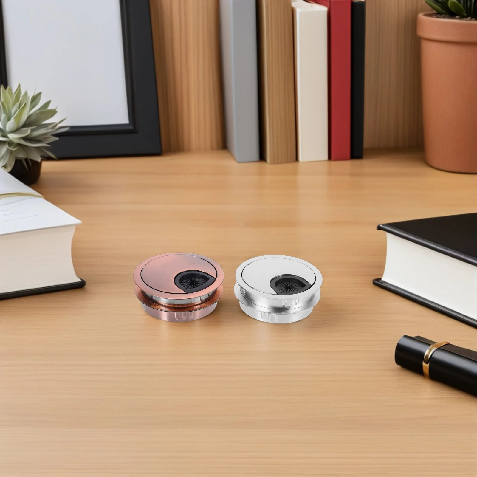 

4pcs 60Mm Desktop Cable Grommet Zinc Alloy Desk Wire Hole Cover For Office Home Cable Management Desk Cord Organizer Furniture