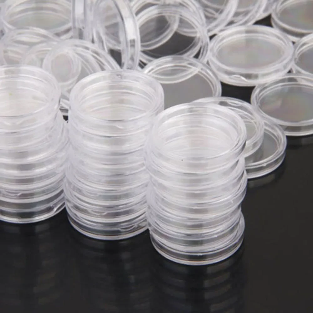 100pcs 25mm Clear Round Coin Capsule Case Container Storage Box Commemorative Coins Holder Portable