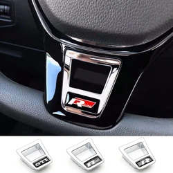 1 szt. ABS samochód naklejki wykończenia kierownicy R Logo akcesoria do Volkswagen GTI R-Line Polo Golf Passat Scirocco Beetle Tiguan