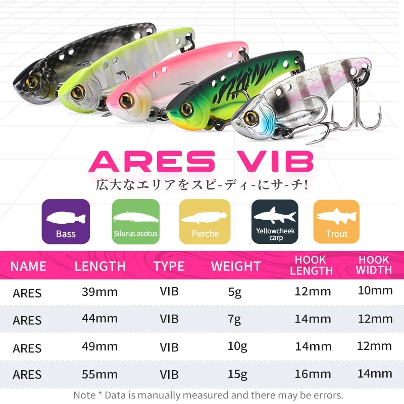 TSURINOYA Fishing Hard Lure Metal VIB ARES-A 5g 7g 10g 15g Treble Hook Double Hole Low Center Of Gravity Artificial Bait