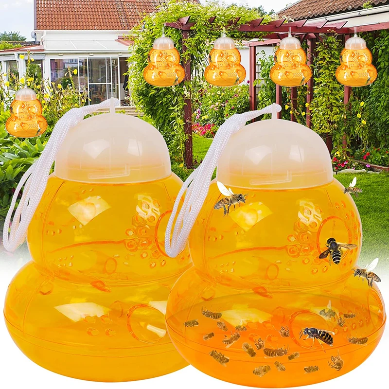 Trampa para Insectos en Forma de Calabaza, Trampas Colgantes para Avispas para Exteriores, Trampa Reutilizable para Abejas, Atrapa Avispones, Insectos Voladores, Herramientas para Control de Plagas