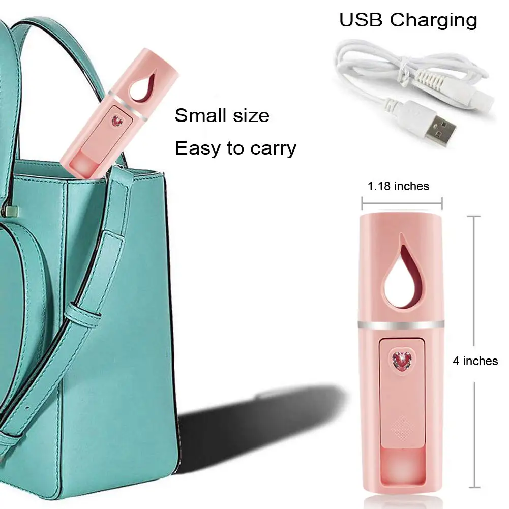 แบบพกพา Nano Mister Mini Steamer Atomization ขนตาพร้อมกระจกสีชมพู